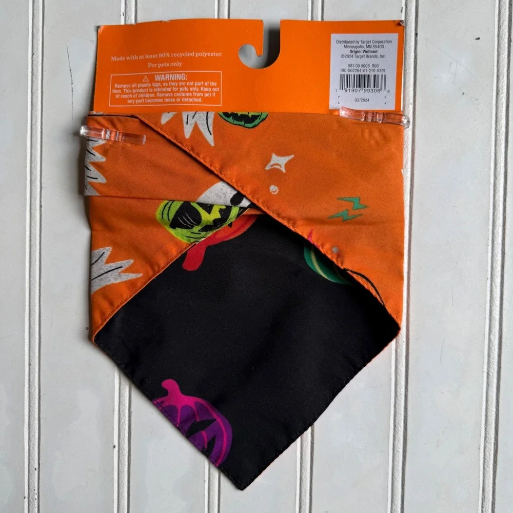 Hyde and EEK Boutique Pet Reversible Glow in the Dark Bandana Halloween Orange